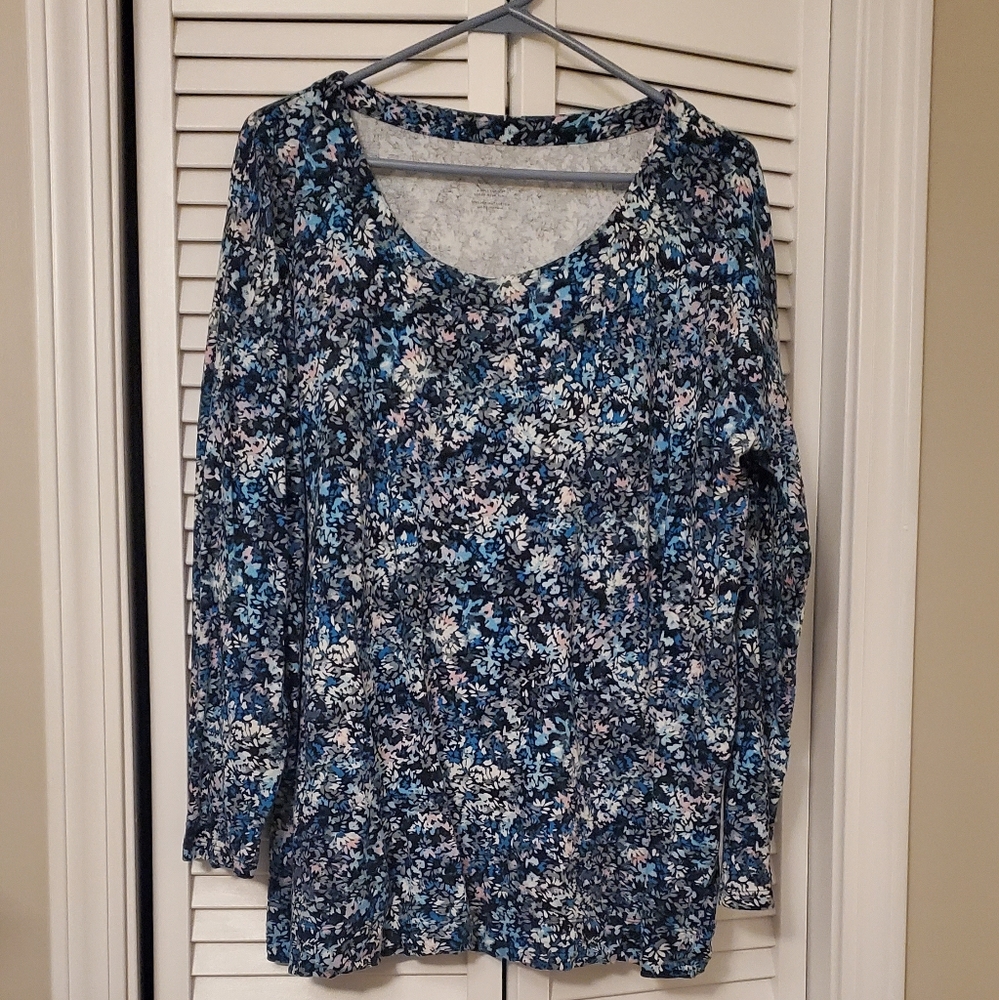Jjill Long Sleeve Cotton Print Tunic